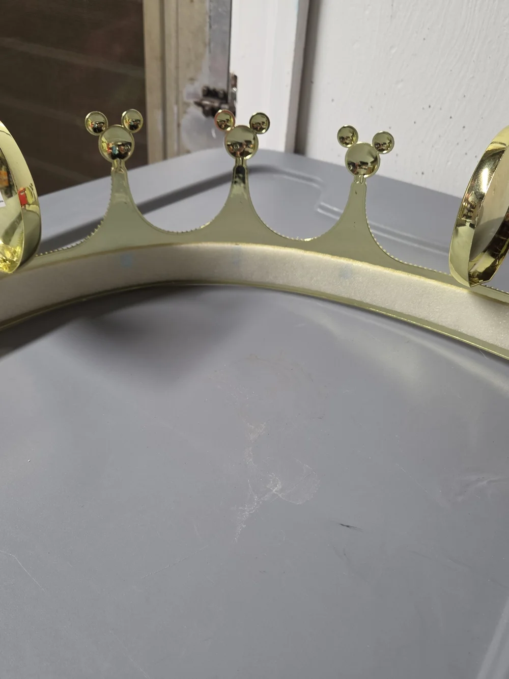 Disney Gold Mickey Mouse Crown Headband with Blue Gems